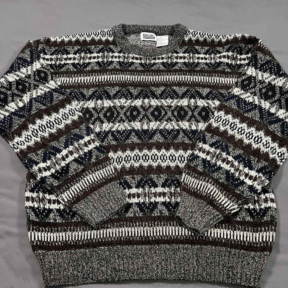 Vintage‎ Basic Editions Women's Sweater Size Large Crewneck 90's Grandma Core